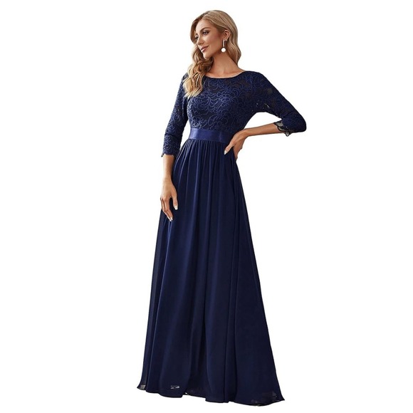 Ever Pretty Navy Blue Formal Evening‎ Lace Chiffon Dress 4 - Picture 1 of 11